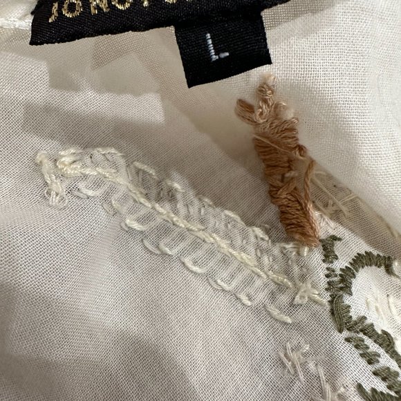 JO NO FUI Beige/off-white Rhinestone Cotton Dress - Picture 9 of 10